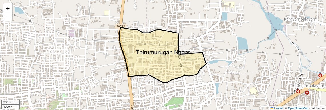 Location Map of Thirumurugan Nagar, Coimbatore