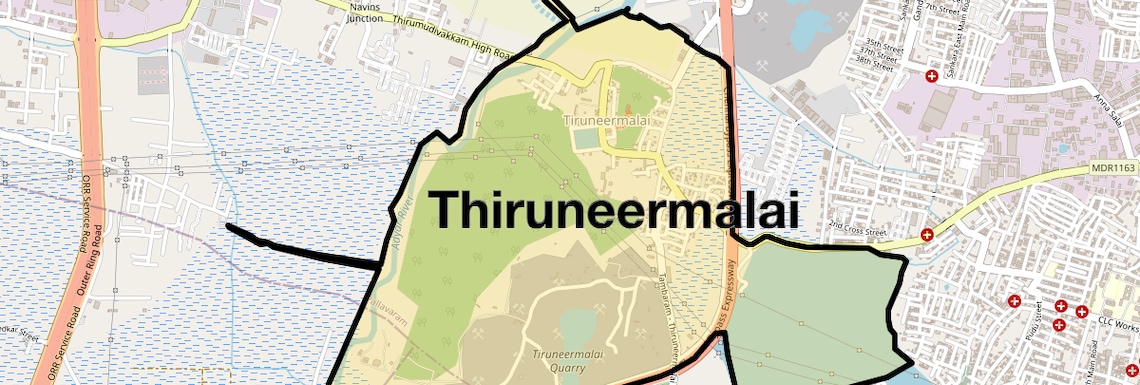 Location Map of Thiruneermalai, Chennai