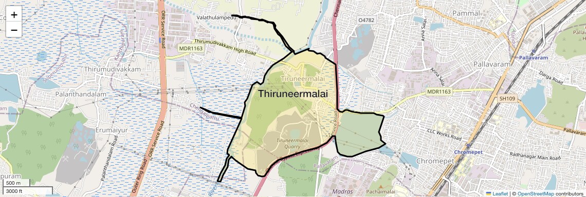 Location Map of Thiruneermalai, Chennai