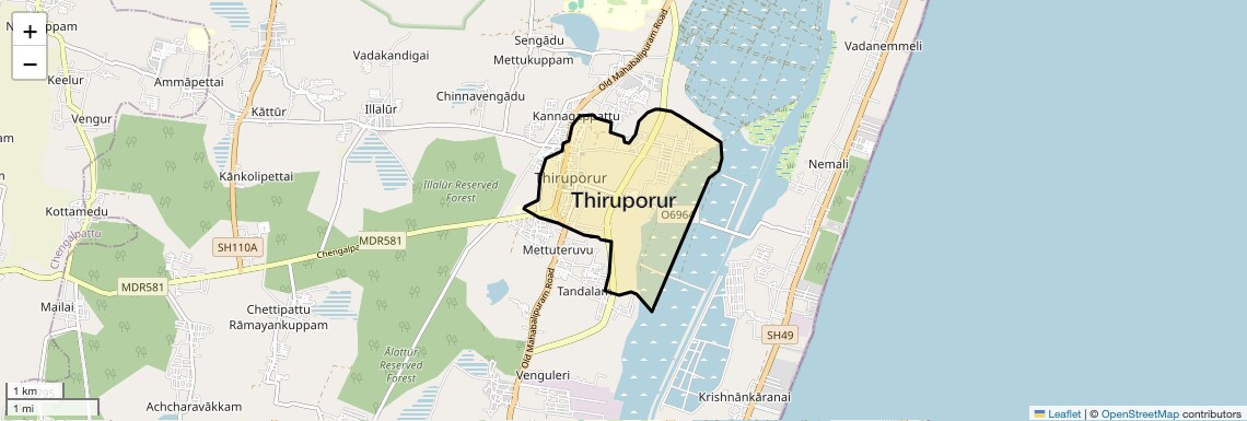 Location Map of Thiruporur, Chennai