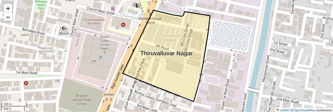 Location Map of Thiruvalluvar Nagar, Chennai