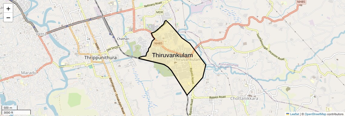 Location Map of Thiruvankulam, Kochi