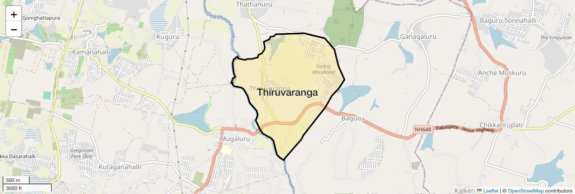 Location Map of Thiruvaranga, Bangalore