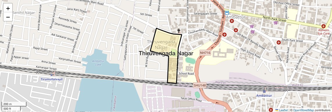 Location Map of Thiruvengada Nagar, Chennai