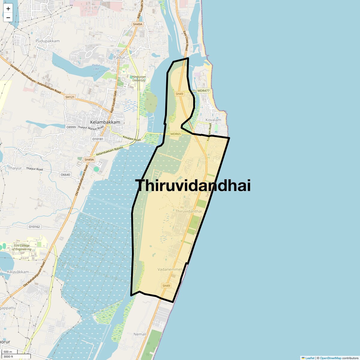 Location Map of Thiruvidandhai, Chennai
