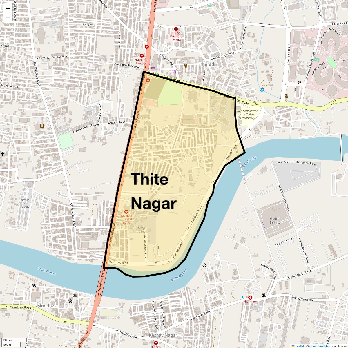 Location Map of Thite Nagar, Pune