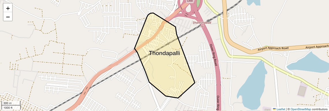 Location Map of Thondapalli, Hyderabad