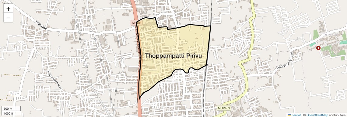 Location Map of Thoppampatti Pirivu, Coimbatore