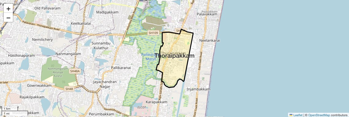 Location Map of Thoraipakkam, Chennai