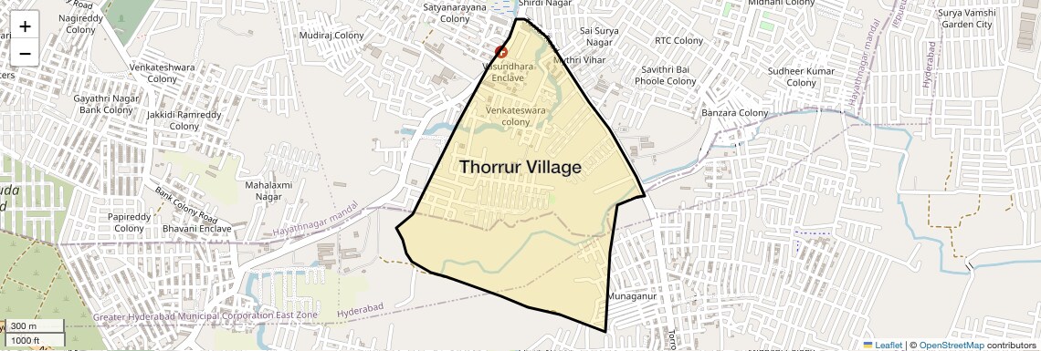 Location Map of Thorrur Village, Hyderabad