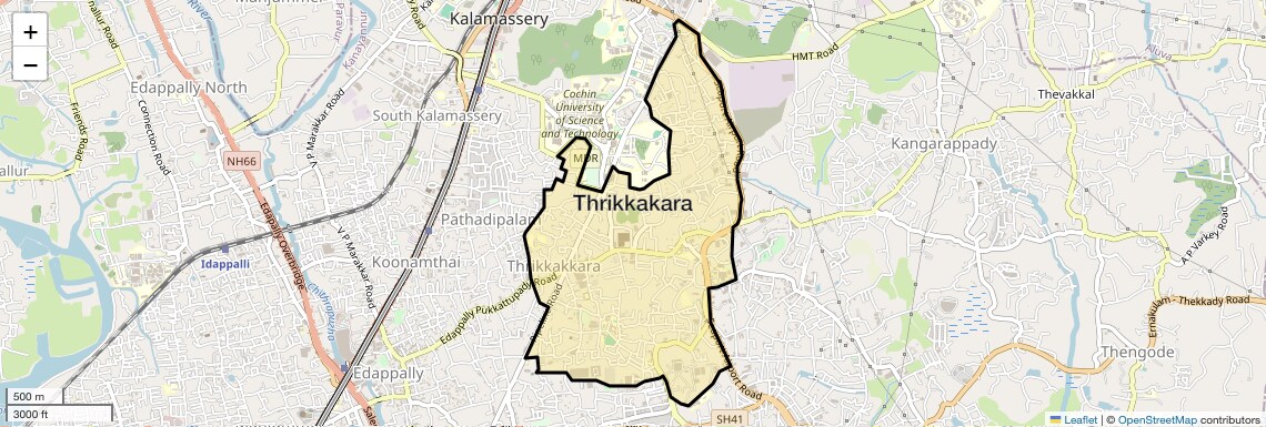 Location Map of Thrikkakara, Kochi