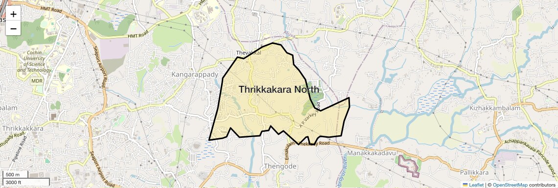 Location Map of Thrikkakara North, Kochi