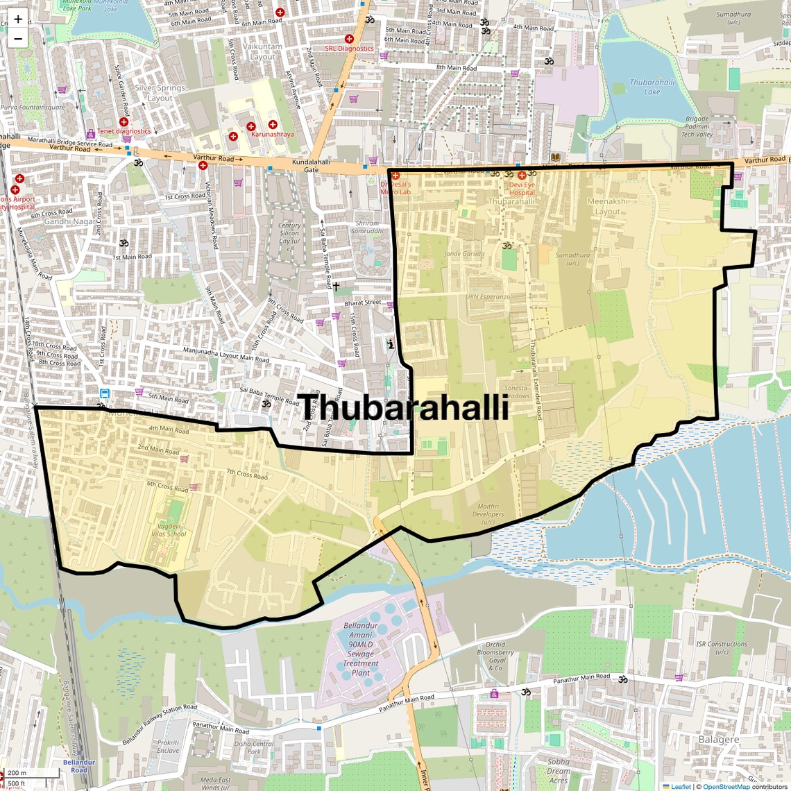 Location Map of Thubarahalli, Bangalore