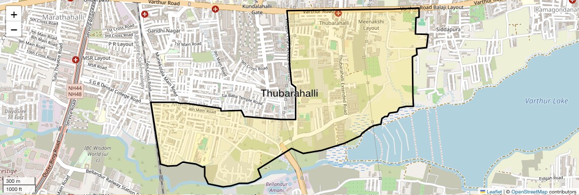 Location Map of Thubarahalli, Bangalore