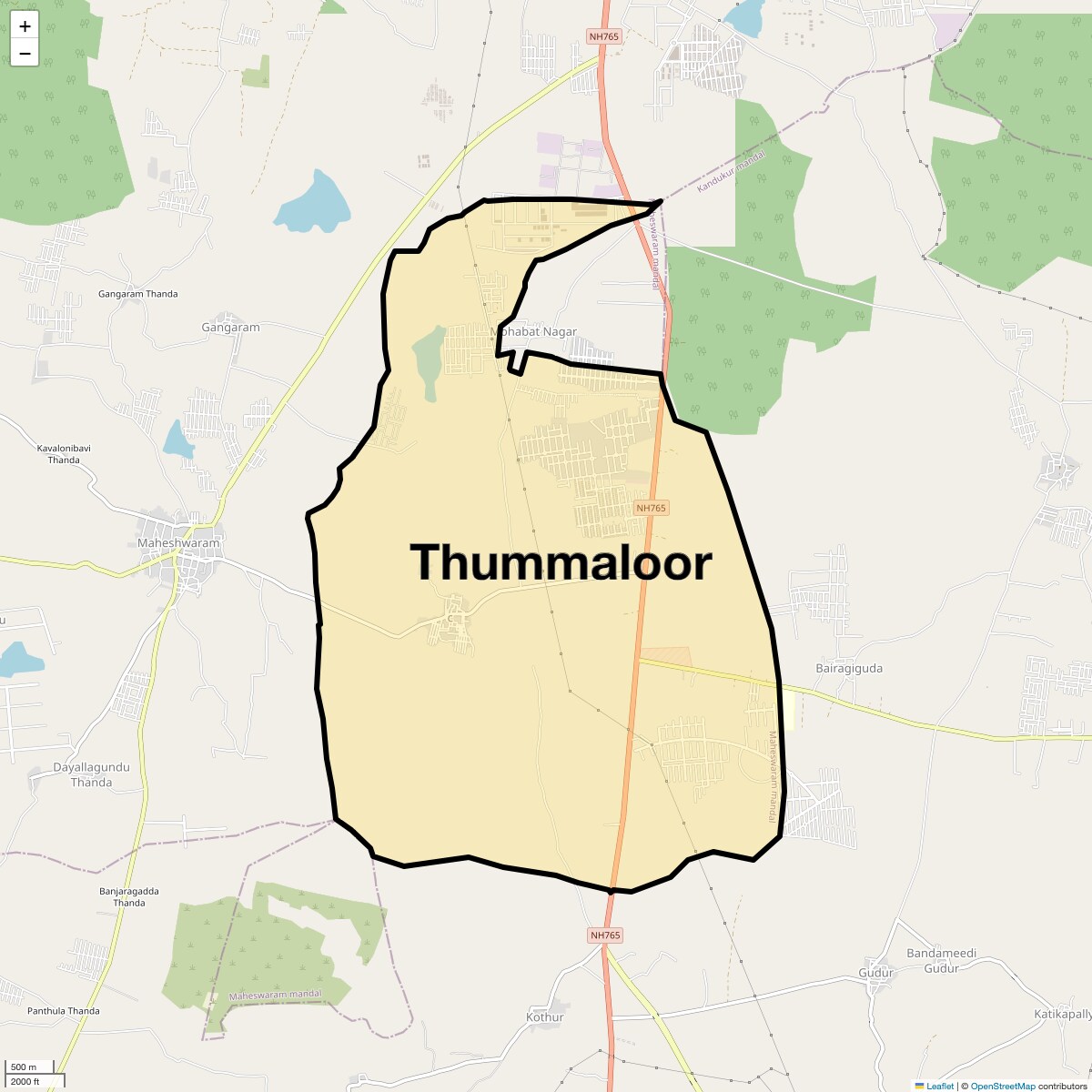 Location Map of Thummaloor, Hyderabad
