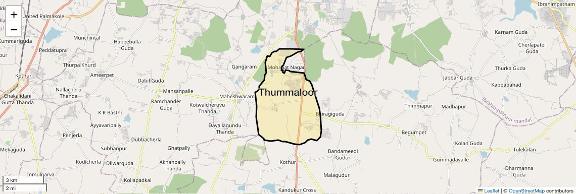 Location Map of Thummaloor, Hyderabad