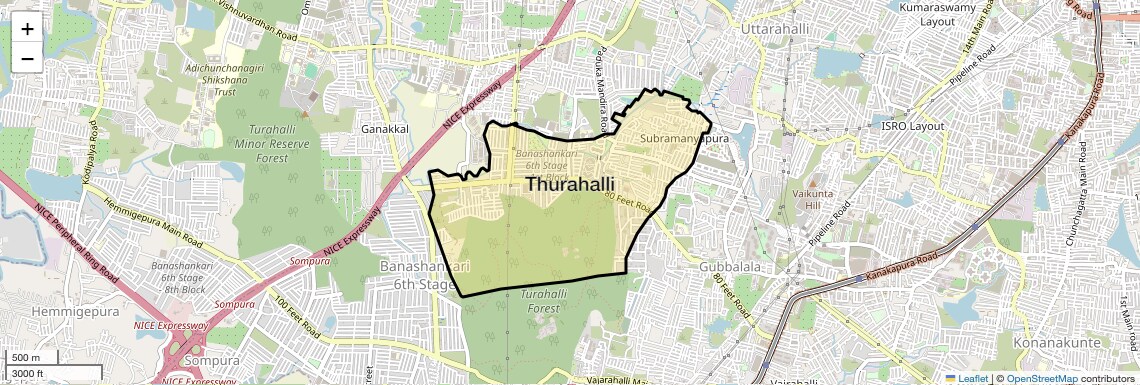 Location Map of Thurahalli, Bangalore