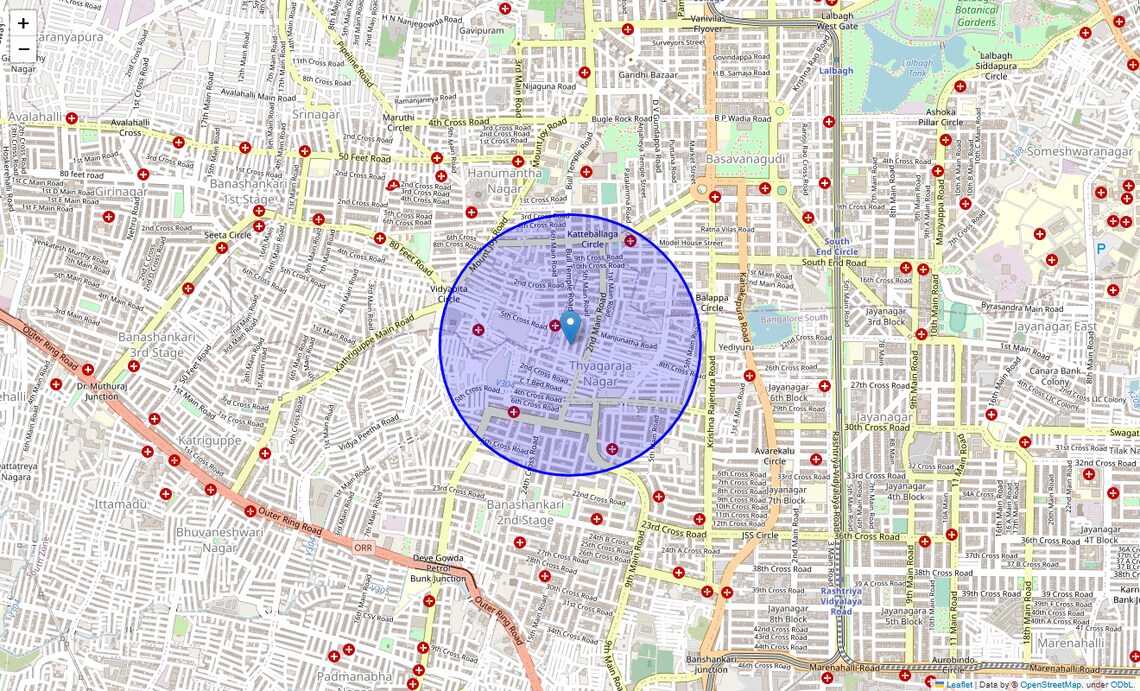 Location Map of Thyagaraja Nagar, Bangalore
