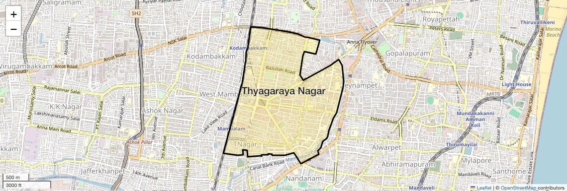 Location Map of Thyagaraya Nagar, Chennai