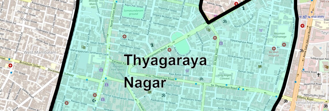 Location Map of Thyagaraya Nagar, Chennai