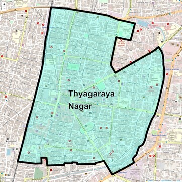 Location Map of Thyagaraya Nagar, Chennai