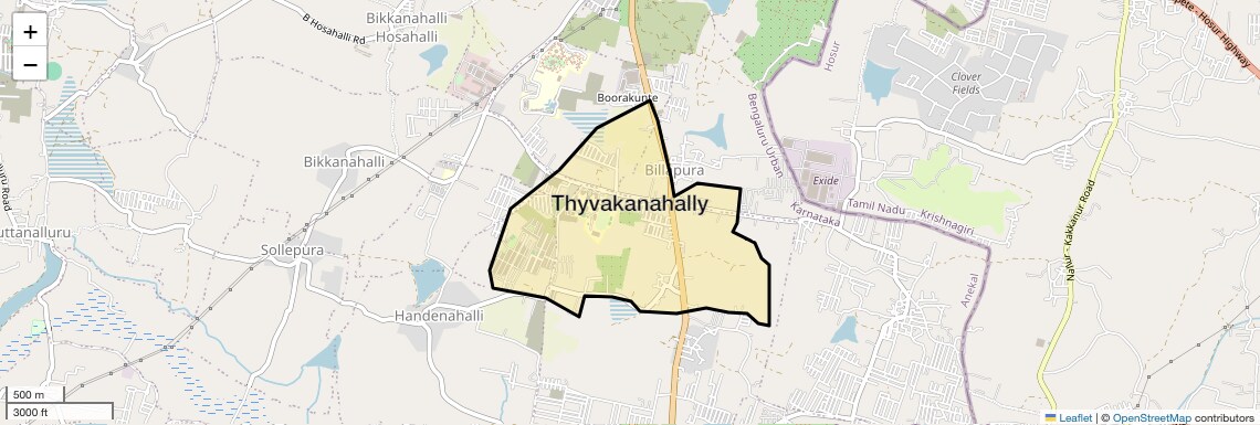 Location Map of Thyvakanahally, Bangalore