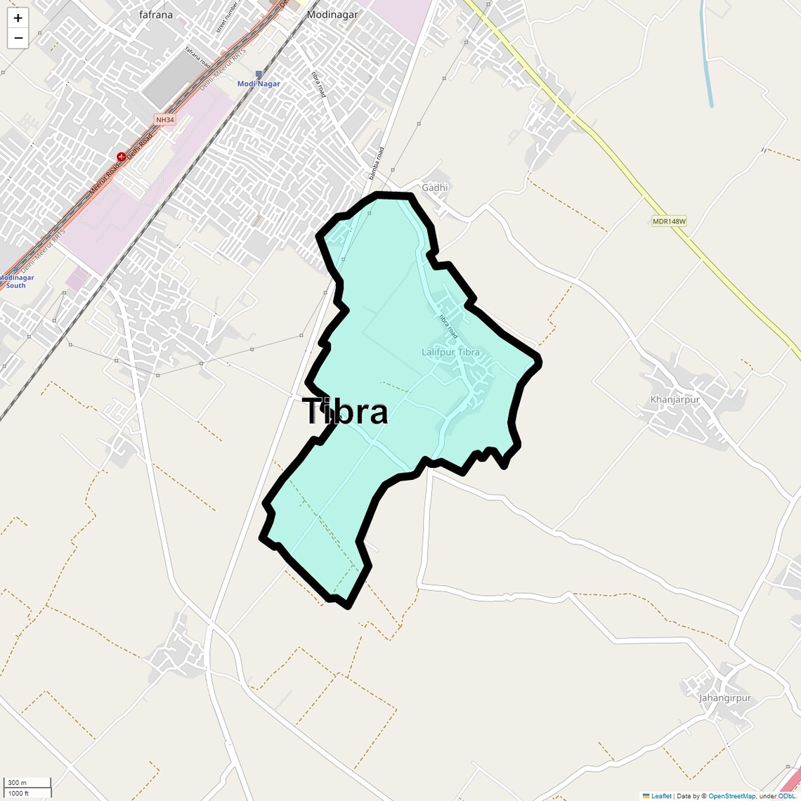 Location Map of Tibra, Ghaziabad