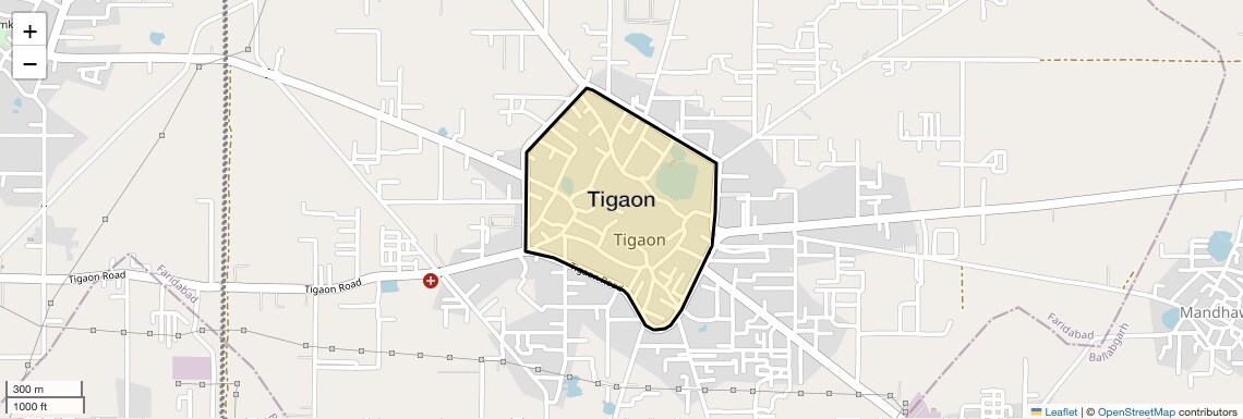 Location Map of Tigaon, Faridabad