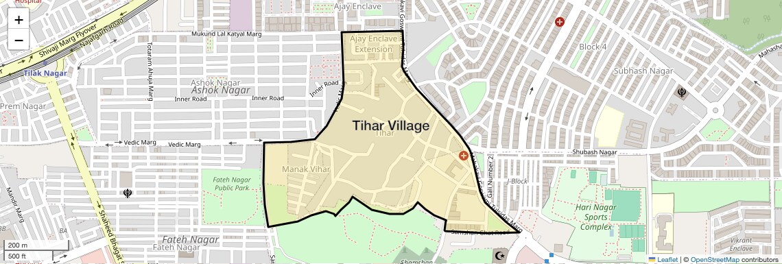 Location Map of Tihar Village, Delhi