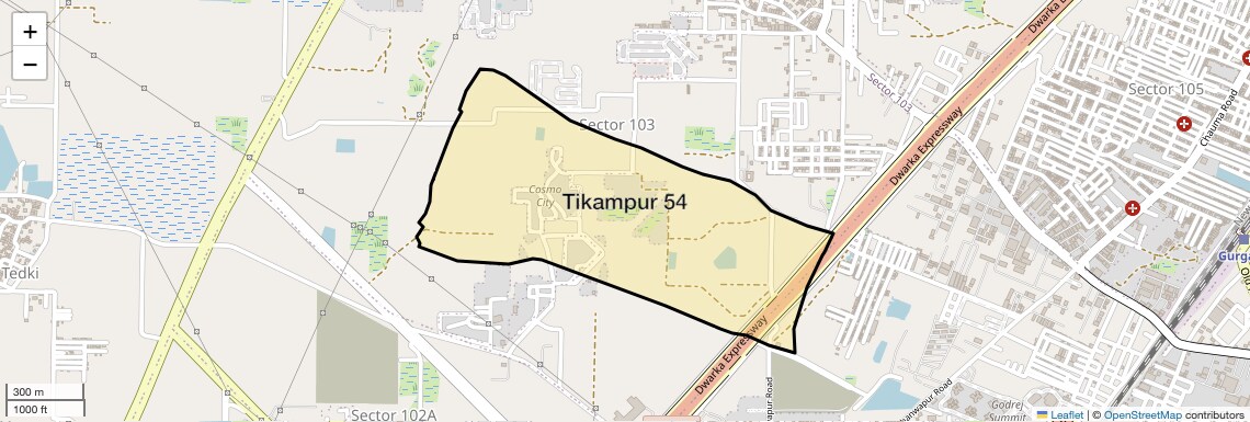 Location Map of Tikampur 54, Gurgaon
