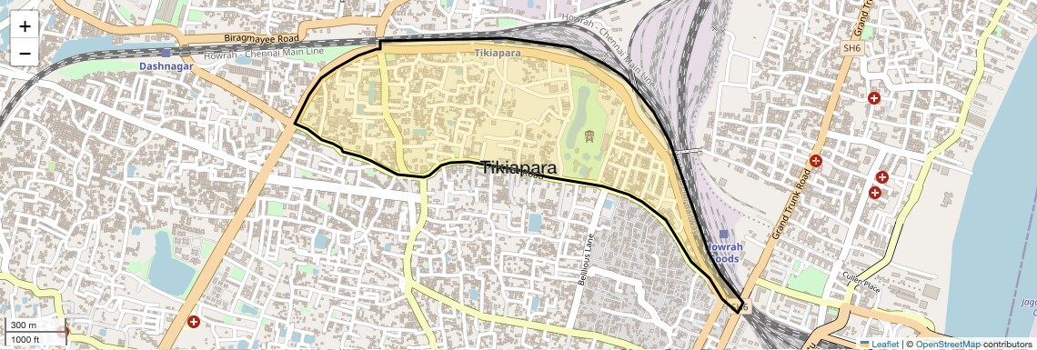 Location Map of Tikiapara, Kolkata