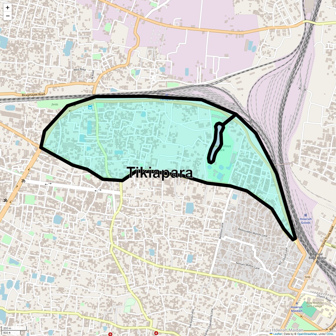 Location Map of Tikiapara, Kolkata