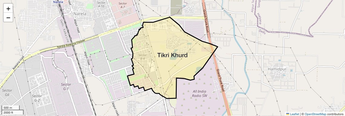 Location Map of Tikri Khurd, Delhi