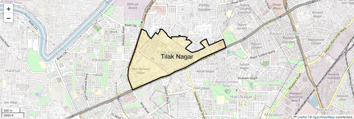 Location Map of Tilak Nagar, Delhi