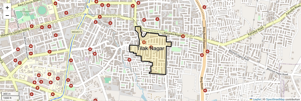 Location Map of Tilak Nagar, Indore