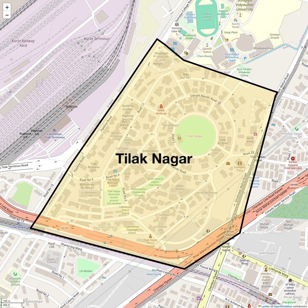 Location Map of Tilak Nagar, Mumbai