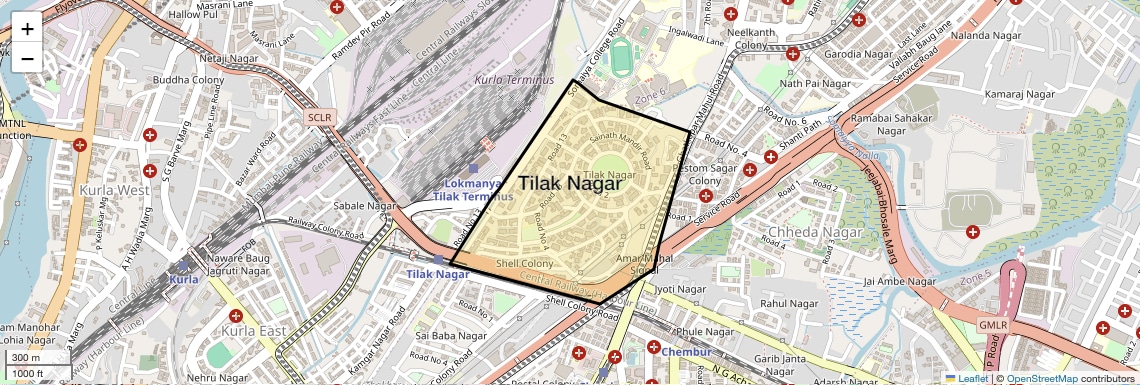 Location Map of Tilak Nagar, Mumbai