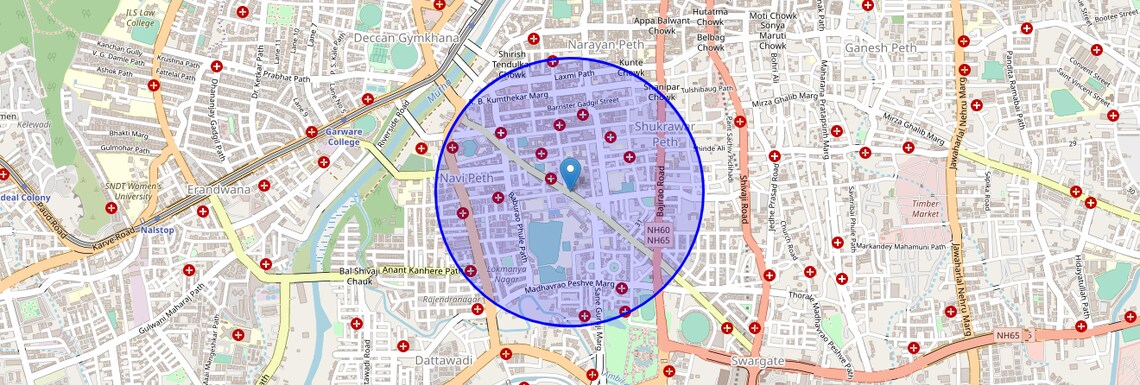 Location Map of Tilak Road, Pune