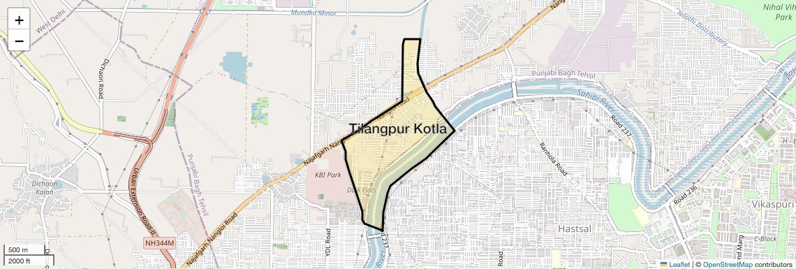 Location Map of Tilangpur Kotla, Delhi