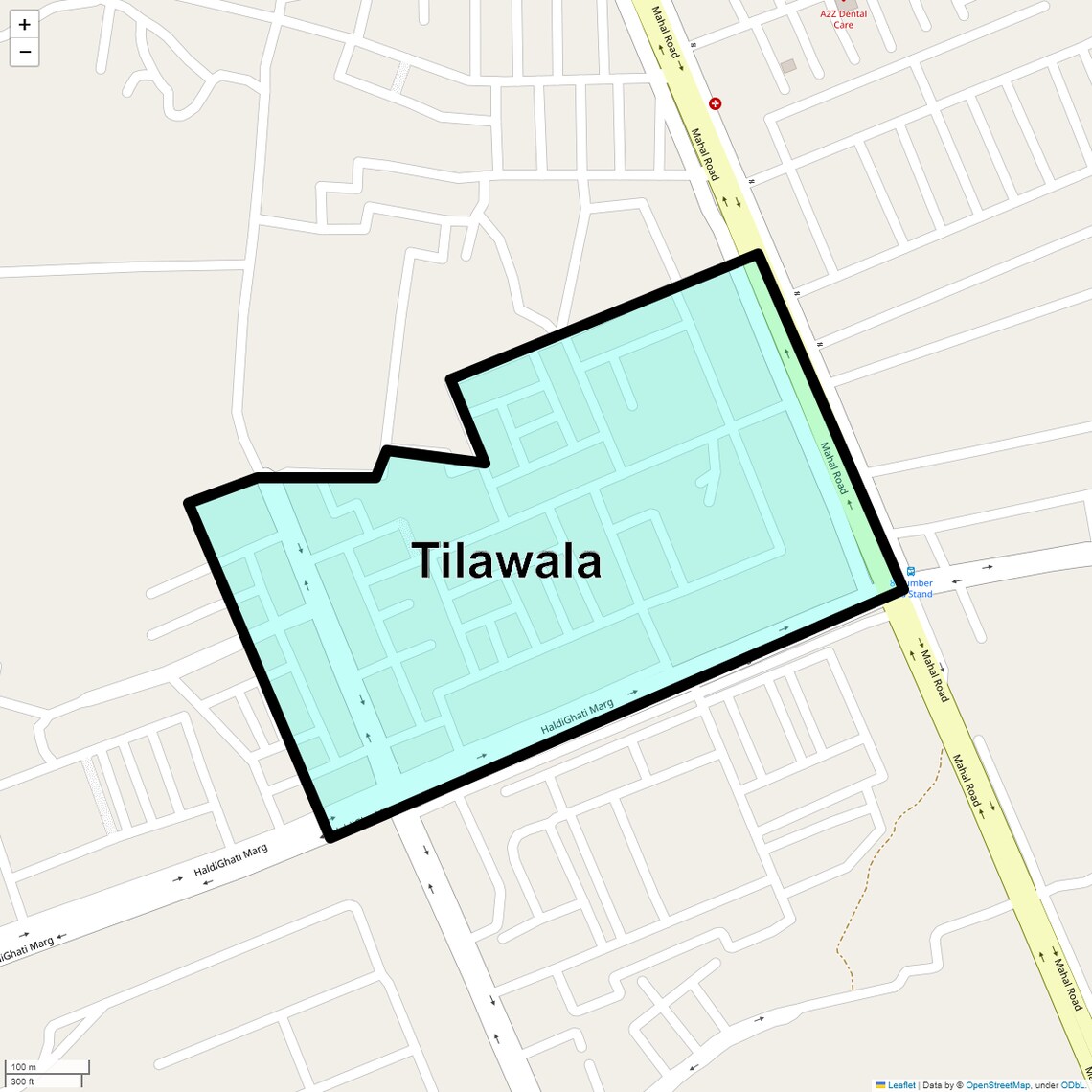 Location Map of Tilawala, Jaipur