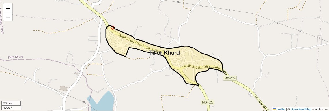 Location Map of Tillor Khurd, Indore