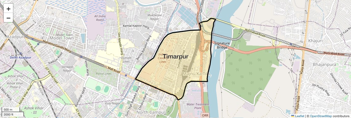 Location Map of Timarpur, Delhi