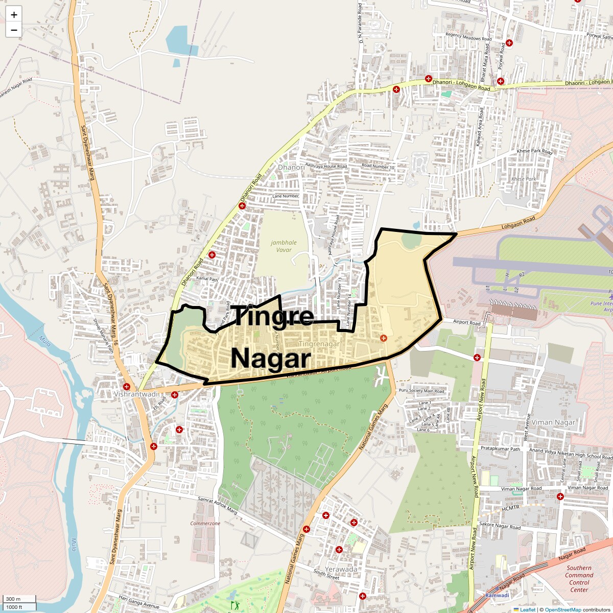 Location Map of Tingre Nagar, Pune