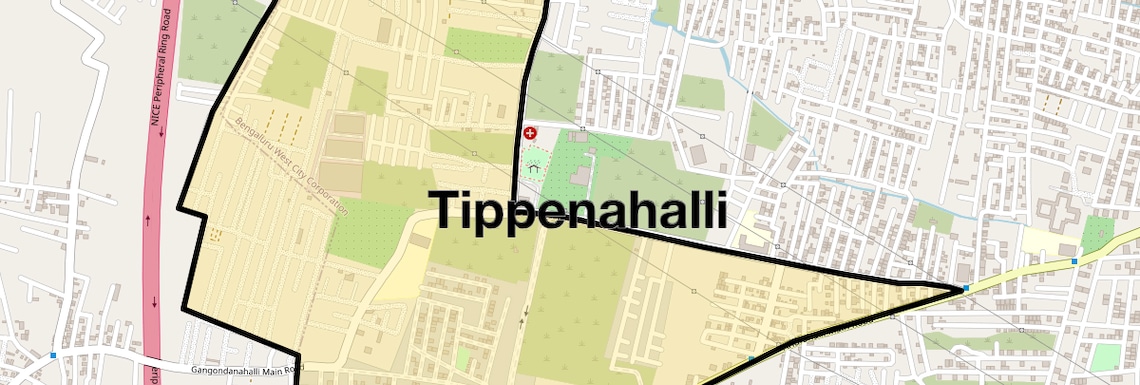 Location Map of Tippenahalli, Bangalore