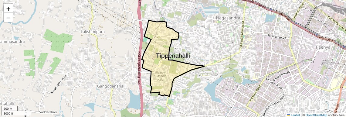 Location Map of Tippenahalli, Bangalore
