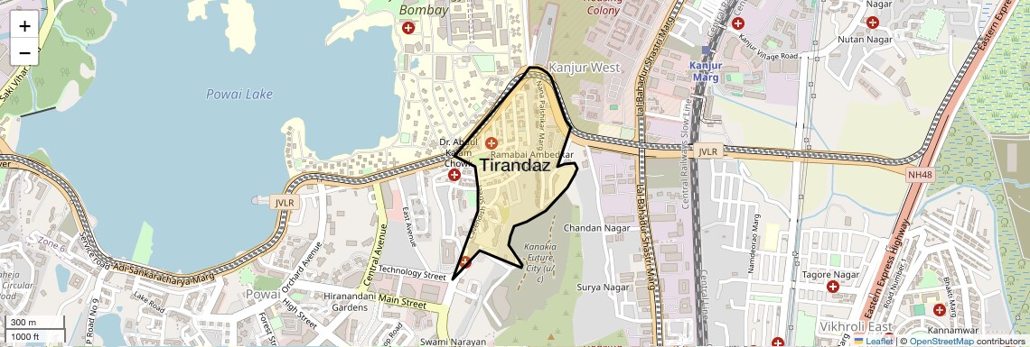 Location Map of Tirandaz, Mumbai