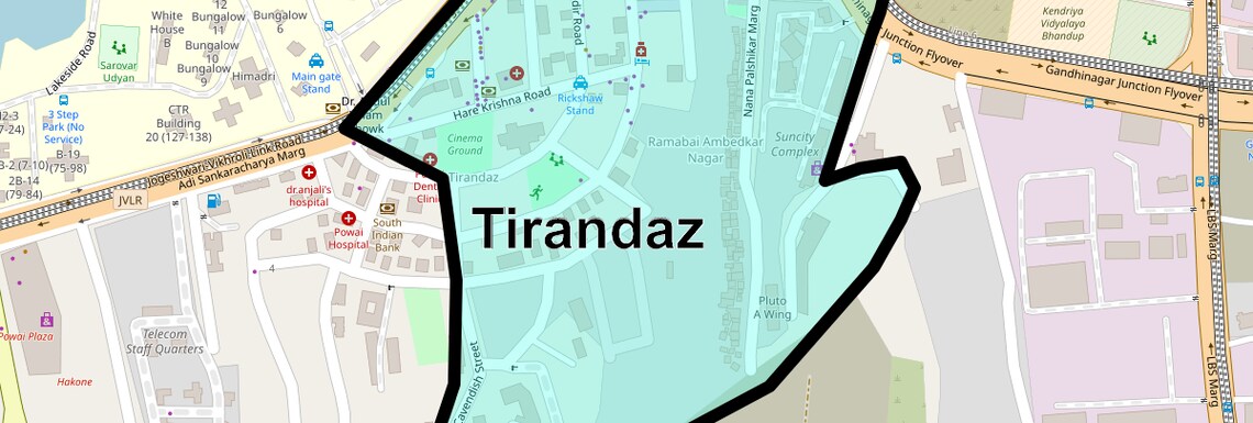 Location Map of Tirandaz, Mumbai