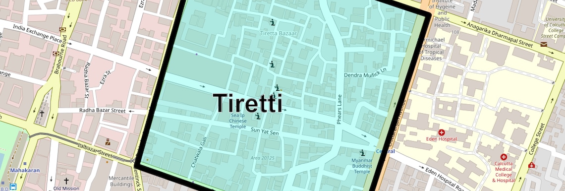 Location Map of Tiretti, Kolkata