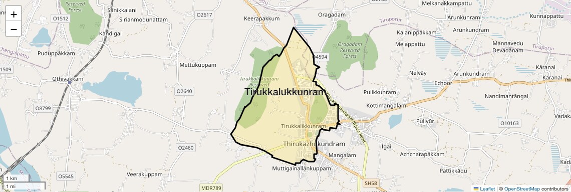 Location Map of Tirukkalukkunram, Chennai