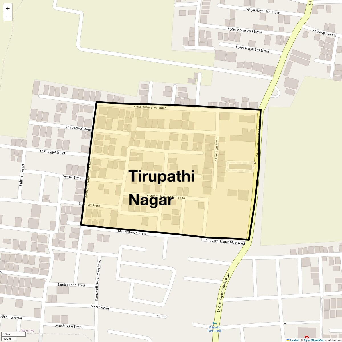Location Map of Tirupathi Nagar, Chennai